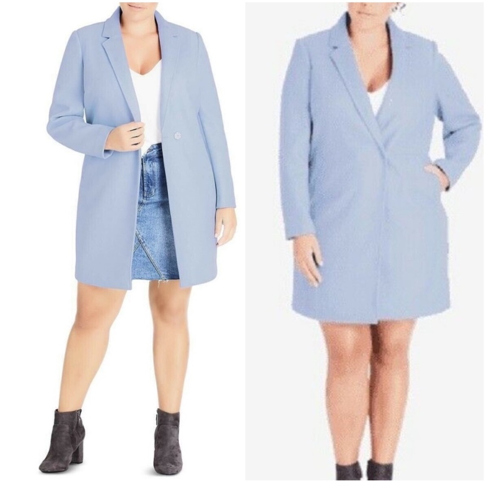 City Chic Womens Size XL/ 22 Powder Blue Winter Coat 11BQ40 Wool Blend Classic‎